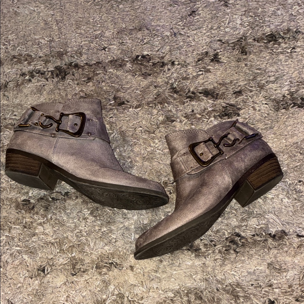 Carlos by Carlos Santana Buckle Ankle Boots in Gray